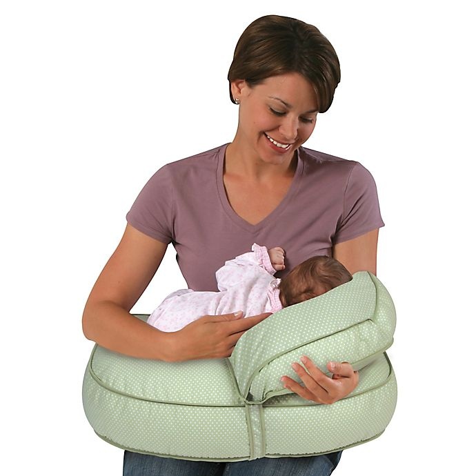 slide 1 of 4, Leachco Natural Boost Original Adjustable Nursing Pillow Set - Green Pin Dot, 1 ct