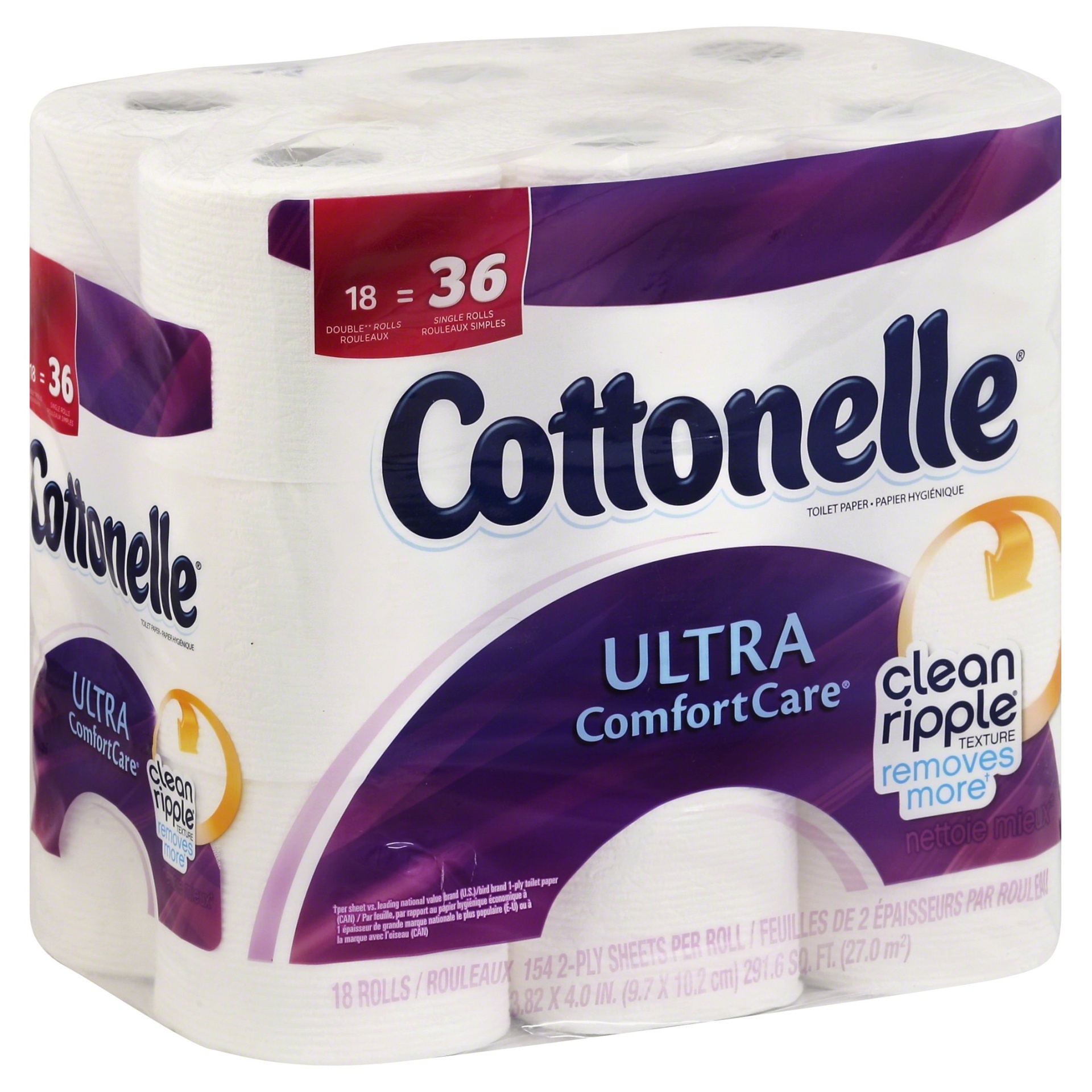 slide 1 of 1, Cottonelle Ultra Comfort Care Double Roll Toilet Paper, 18 ct