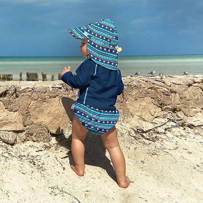 slide 2 of 2, Green Sprouts i play. Infant Nautical Stripe Breathable Flap Sun Protection Hat - Royal Navy, 1 ct