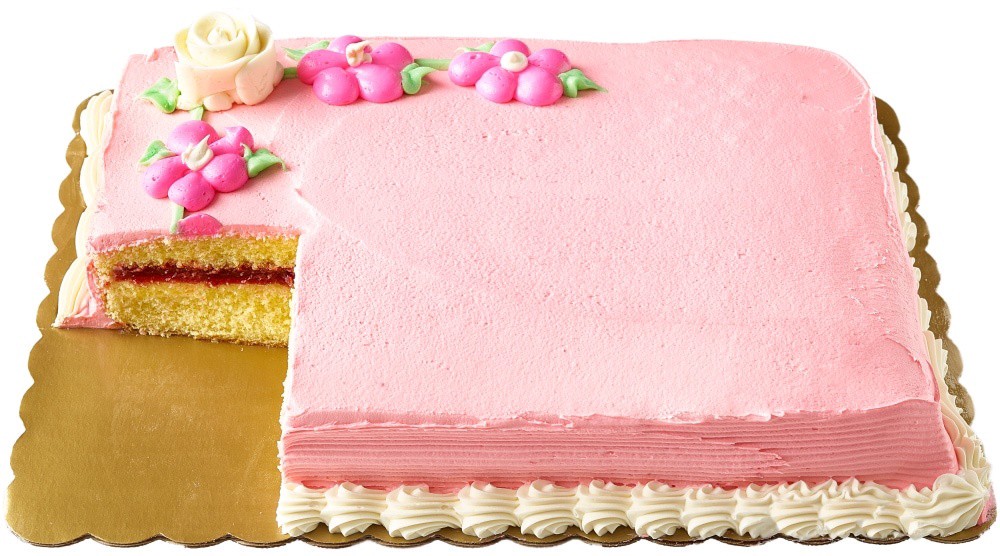 slide 2 of 4, Bakery Fresh Goodness Rose And Daisy Raspberry Filling Sheet Cake, 71 oz