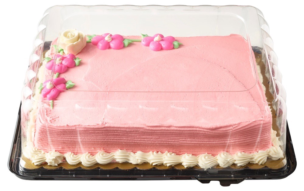 slide 1 of 4, Bakery Fresh Goodness Rose And Daisy Raspberry Filling Sheet Cake, 71 oz