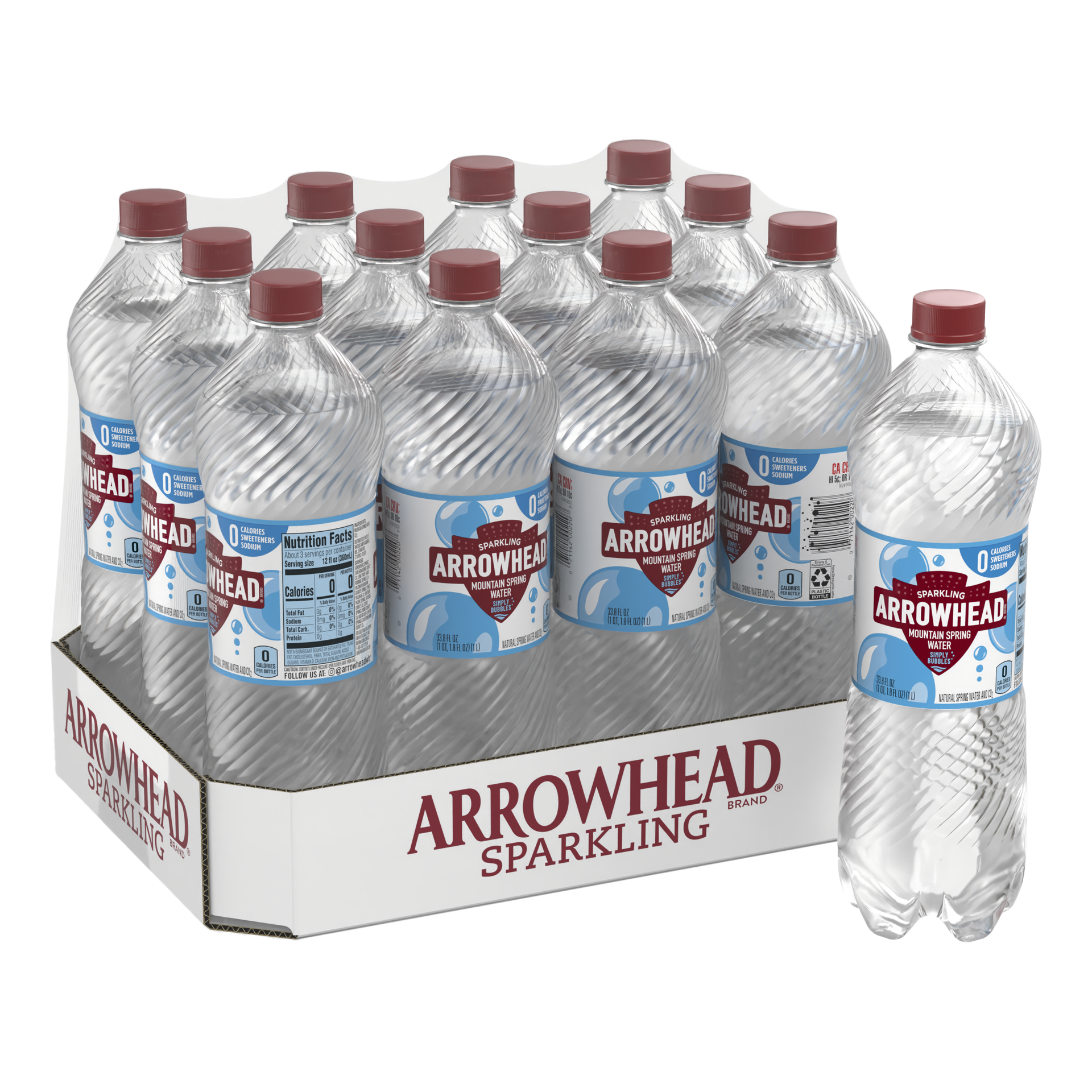 slide 4 of 5, ARROWHEAD Spring Water Mountain Sparkling Plain - 24 Count, 24 ct