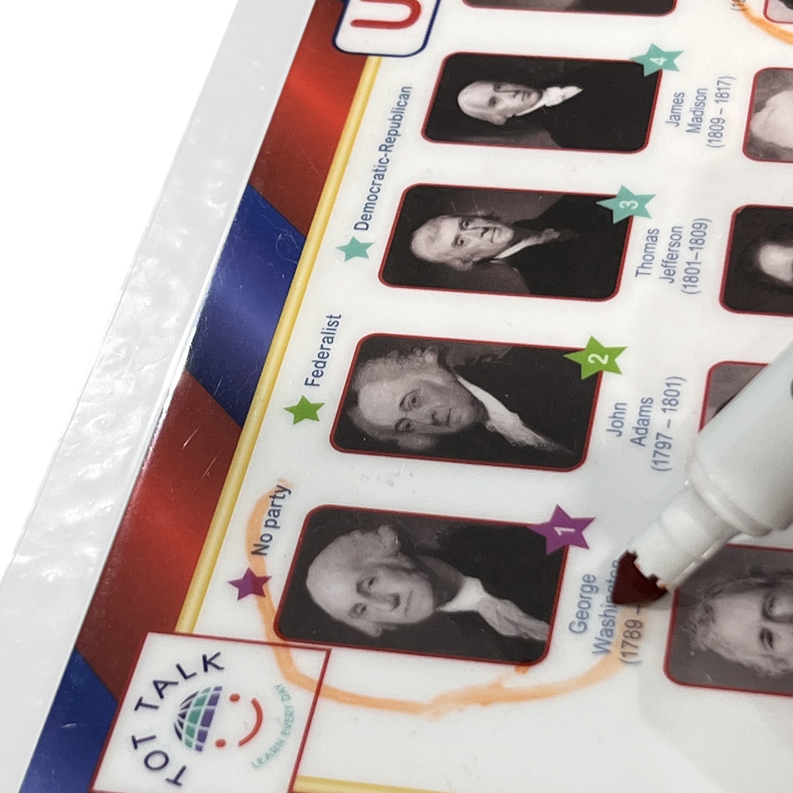 slide 7 of 7, Tot Talk U.s. Presidents Placemat, 17.5 in x 11.5 in