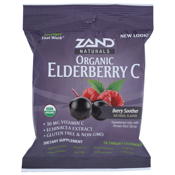 slide 1 of 1, ZAND Organic Herbalozenge Elderberry Echi, 1 ct