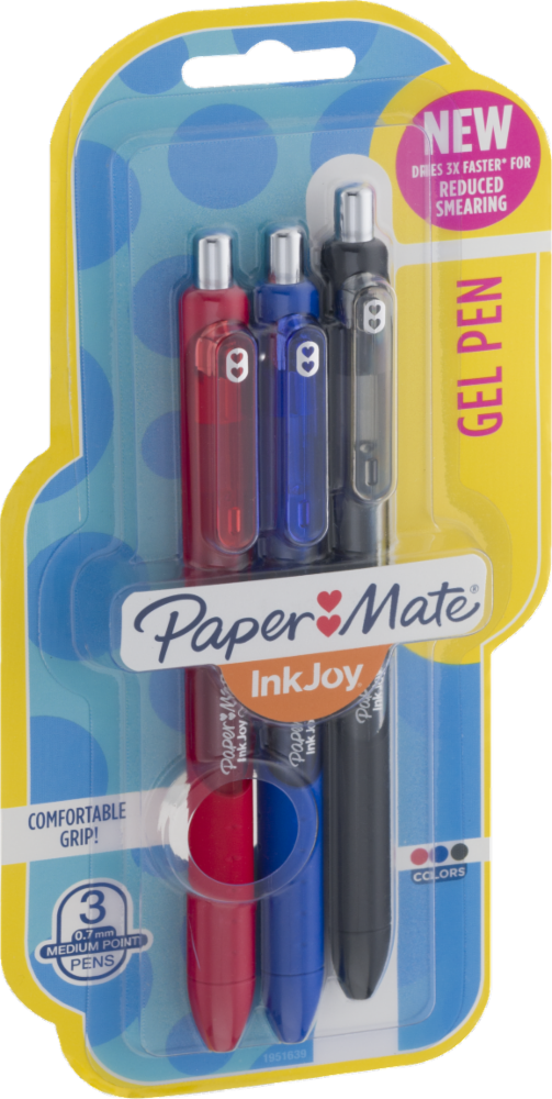 slide 1 of 10, Paper Mate Inkjoy Retractable Gel Pens, Medium Point Black Barrels, Assorted Ink Colors, 3 ct