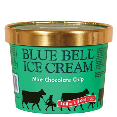 slide 1 of 1, Blue Bell Mint Chocolate Chip Ice Cream, 1/2 gal