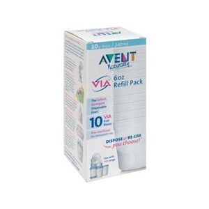 slide 1 of 1, Avent Naturally Via 6 Oz Refill Pack, 10 ct