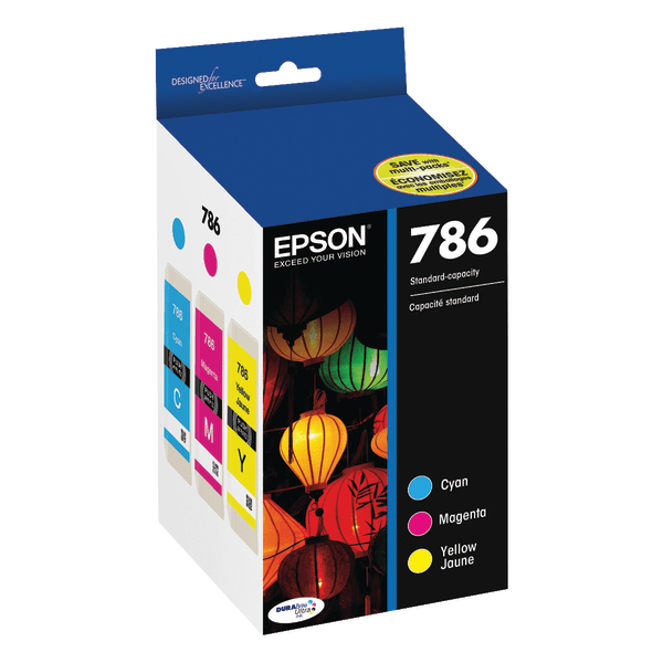 slide 1 of 2, Epson Durabrite Ultra T786520-S Cyan/Magenta/Yellow Ink Cartridges, Pack Of 3, 3 ct