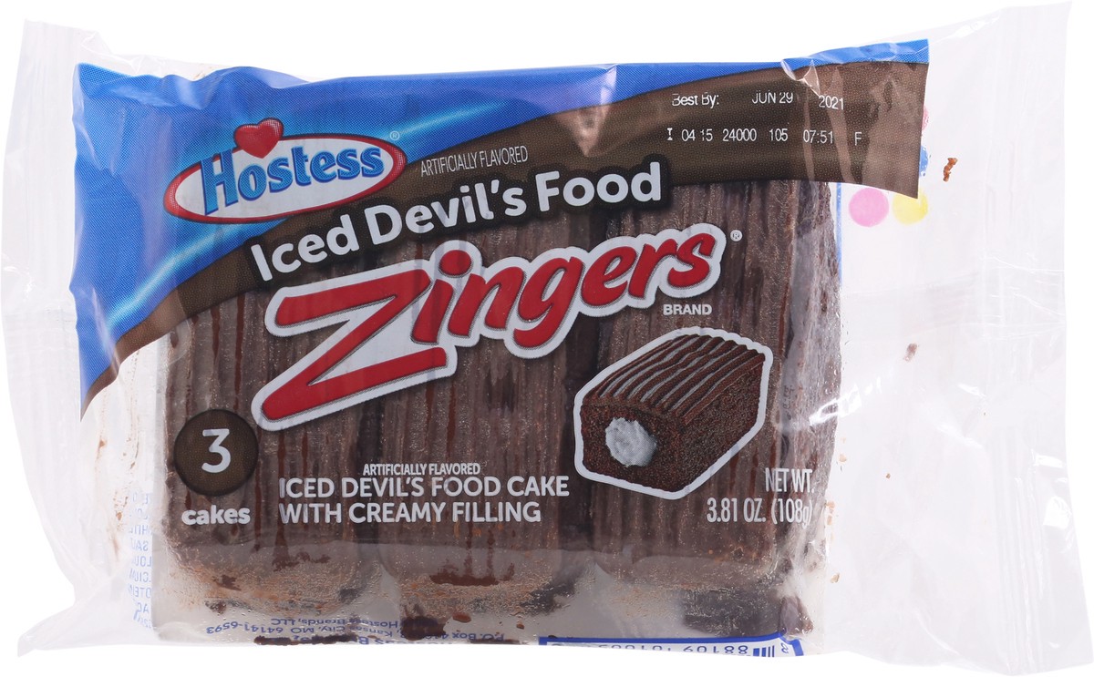 slide 7 of 11, HOSTESS Devil's Food Artificially Flavored ZINGERS Single Serve, 3 Count, 3.81 oz, 3 ct; 3.81 oz