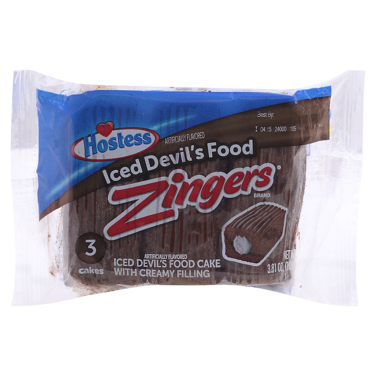 slide 11 of 11, HOSTESS Devil's Food Artificially Flavored ZINGERS Single Serve, 3 Count, 3.81 oz, 3 ct; 3.81 oz