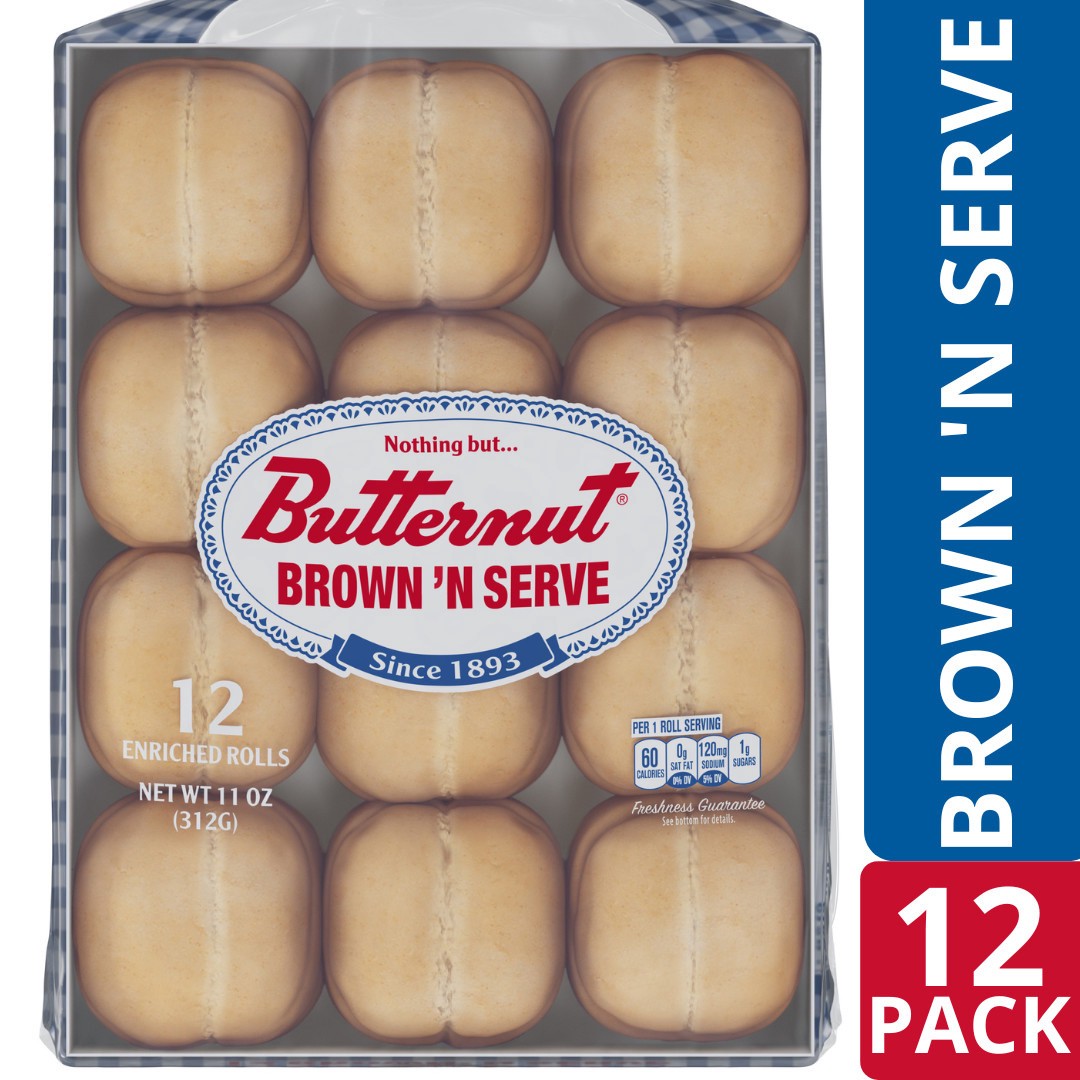 slide 1 of 5, Butternut Brown'N Serve Enriched Rolls, 12 ct