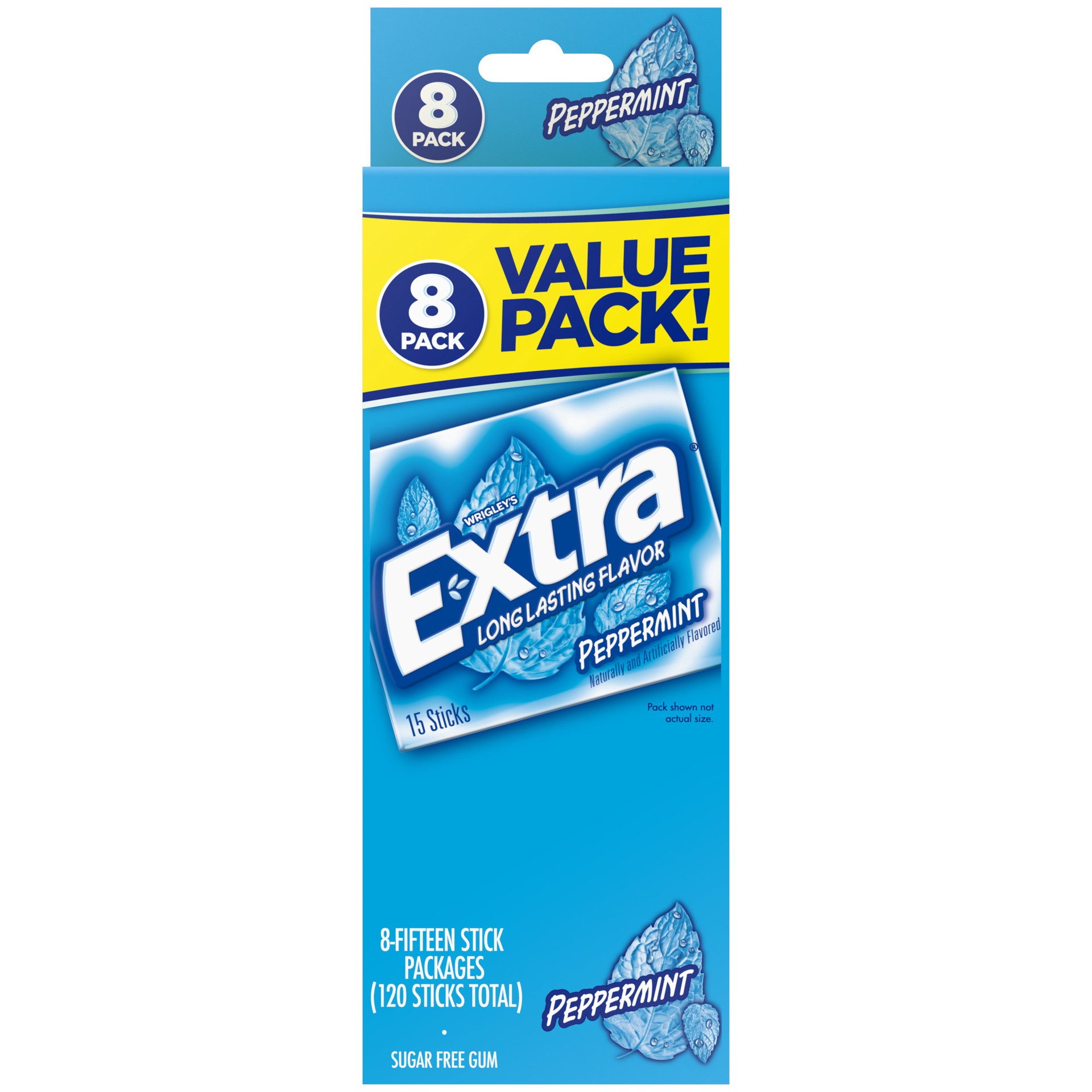 slide 1 of 8, EXTRA Peppermint Sugar Free Chewing Gum Bulk, 8 Ct Bulk Pack, 120 pc