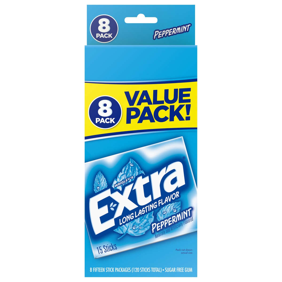 slide 1 of 8, EXTRA Peppermint Sugarfree Gum, value pack (8 packs total), 120 pc