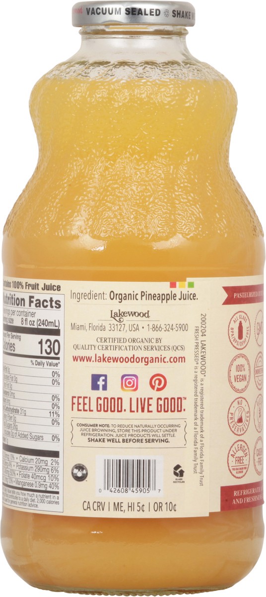 slide 7 of 9, Lakewood Organic Pure Pineapple Juice - 32 fl oz, 32 fl oz