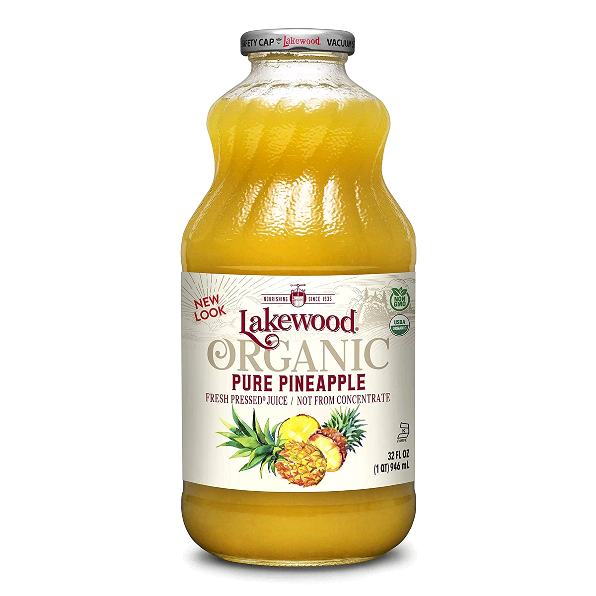 slide 1 of 4, Lakewood Juice Organic Pure Pineapple, 