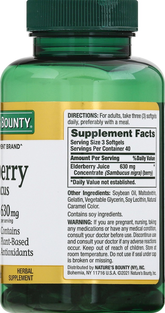 slide 3 of 9, Nature's Bounty Rapid Release Softgels Elderberry 120 ea, 120 ct