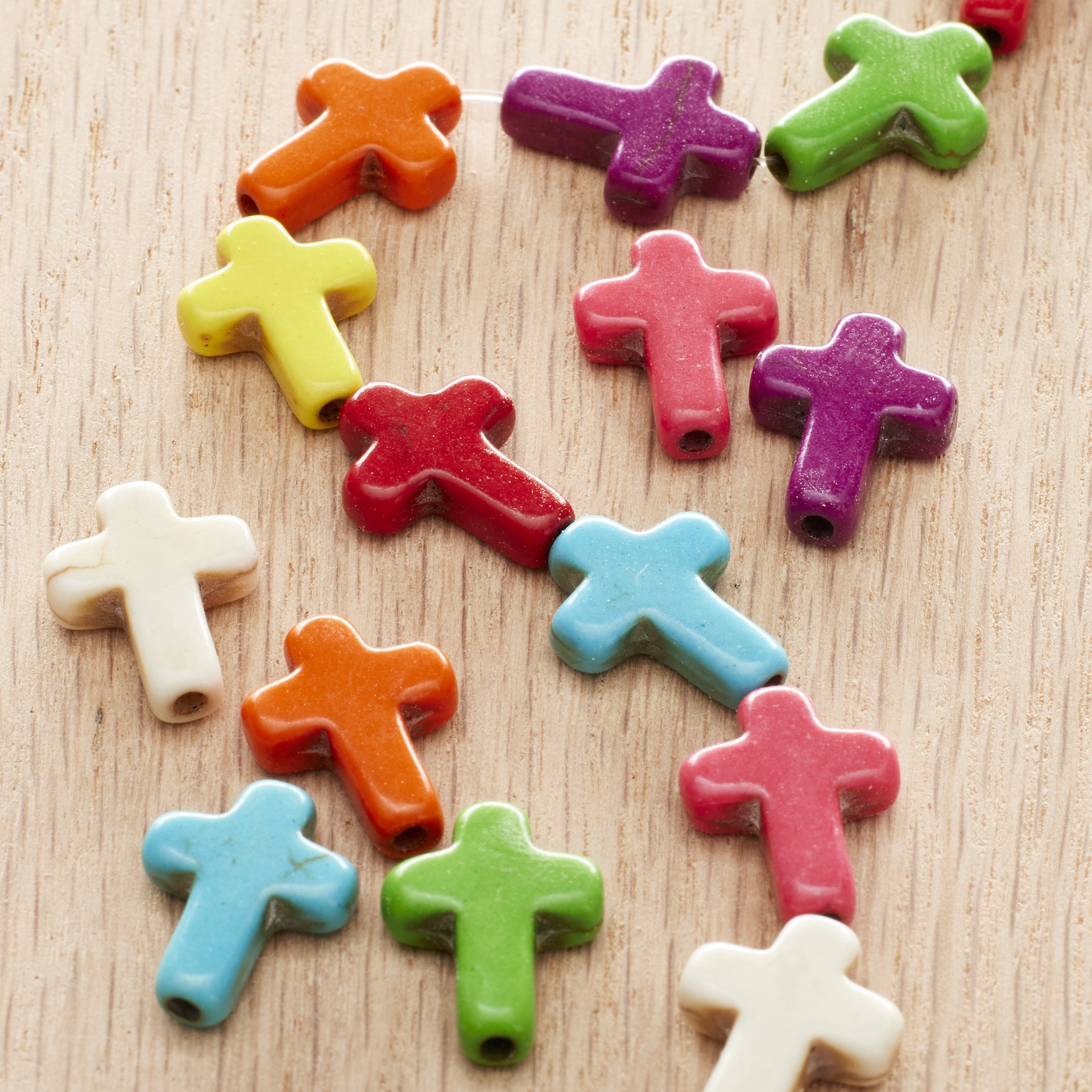 slide 2 of 3, Multicolor Reconstituted Stone Cross Beads, 15mm By Bead Landing, 15mm