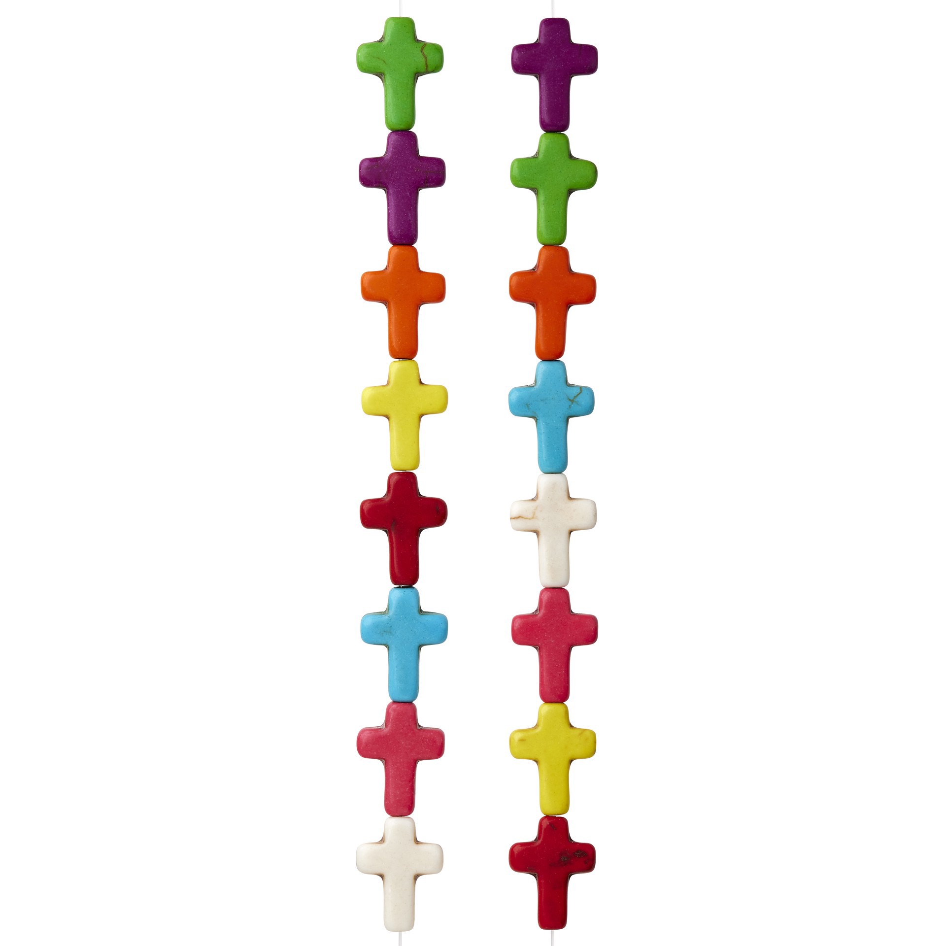 slide 3 of 3, Multicolor Reconstituted Stone Cross Beads, 15mm By Bead Landing, 15mm