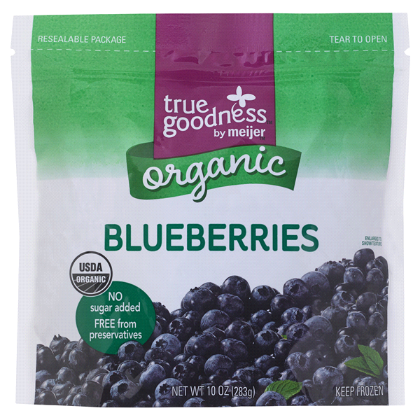 slide 1 of 2, True Goodness Organic Frozen Blueberries, 10 oz