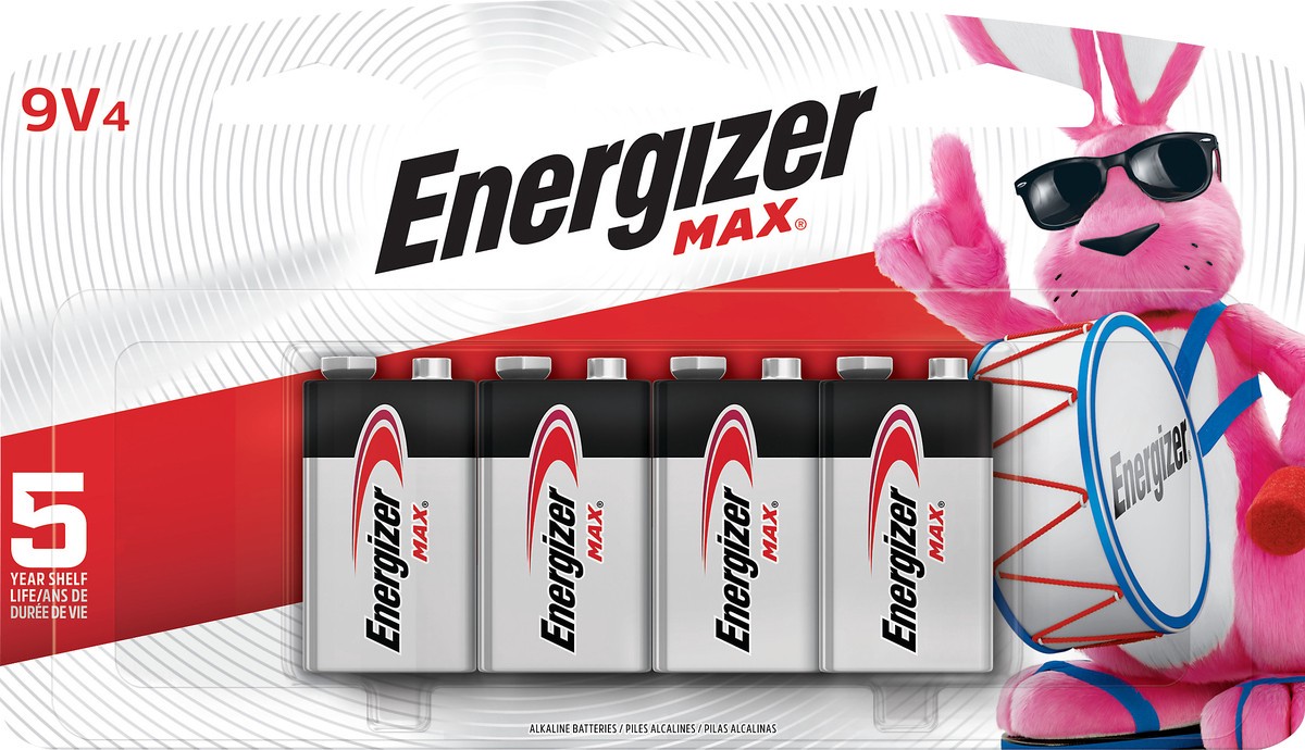 slide 1 of 2, Energizer Max 9V Alkaline Batteries 4 ea, 4 ct