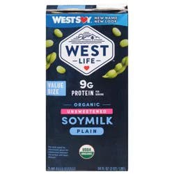 West Life Plain Unsweetened Organic Soymilk Value Size 64 fl oz