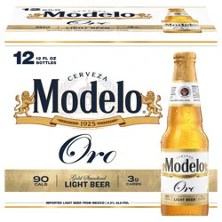 Modelo Oro Mexican Lager Import Light Beer, 12 pk 12 fl. oz. Bottles, 4.0% ABV