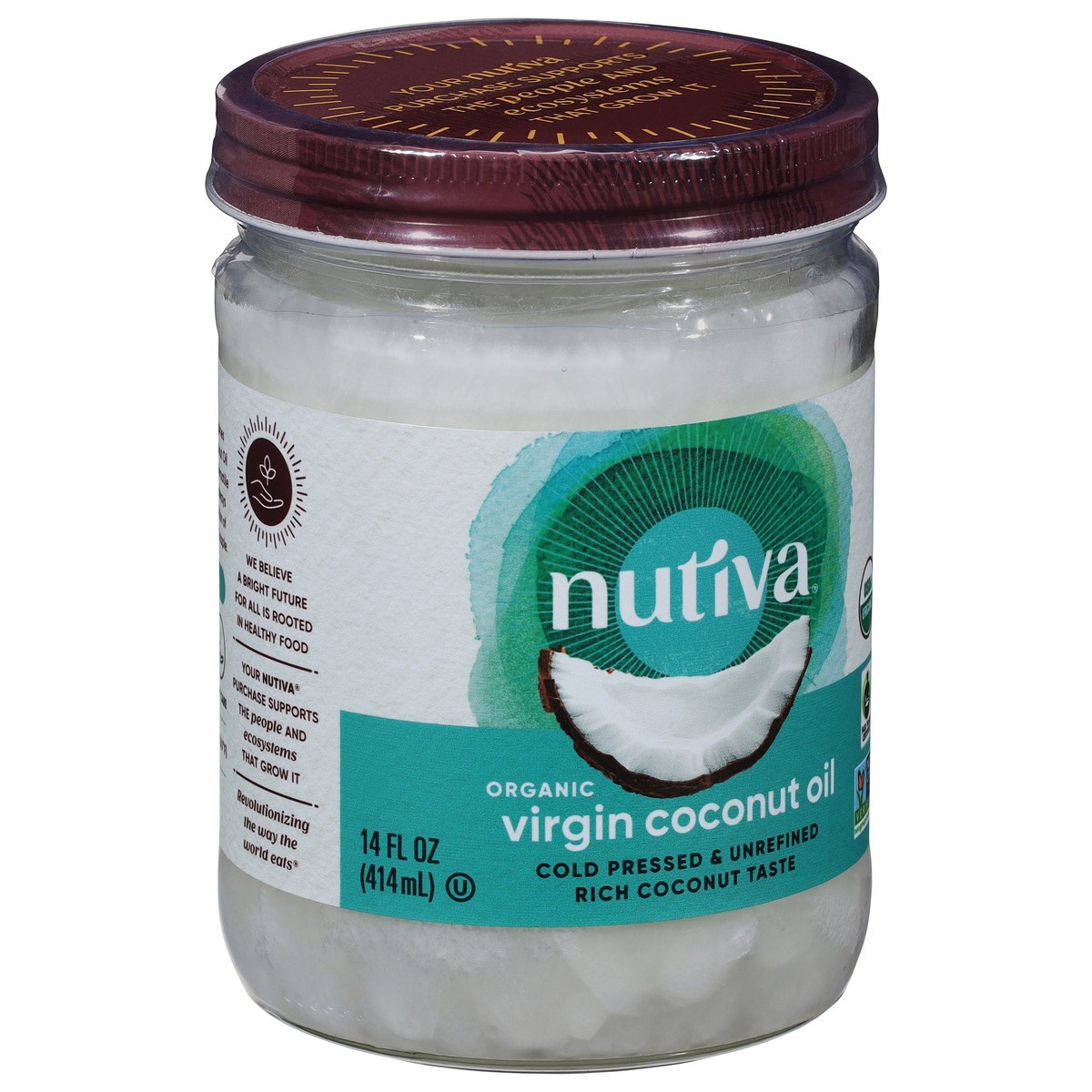 slide 5 of 9, Nutiva Organic Virgin Coconut Oil 14 fl oz, 14 fl oz