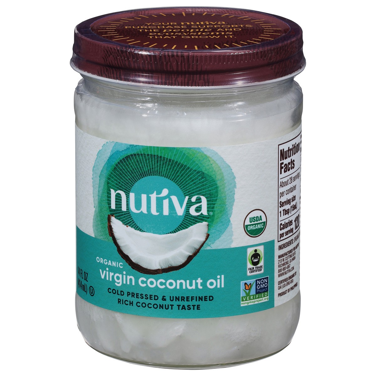 slide 3 of 9, Nutiva Organic Virgin Coconut Oil 14 fl oz, 14 fl oz