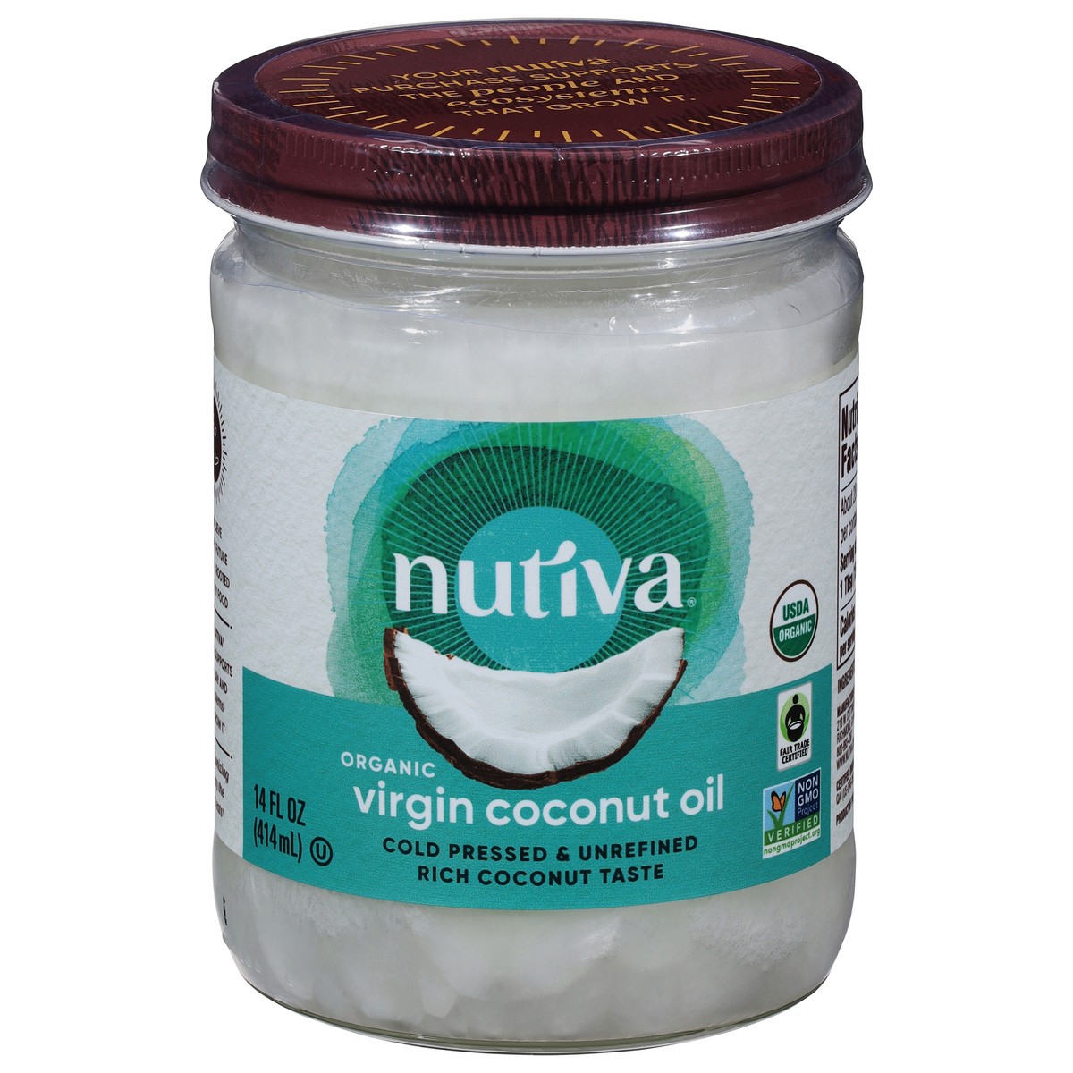 slide 1 of 9, Nutiva Organic Virgin Coconut Oil 14 fl oz, 14 fl oz