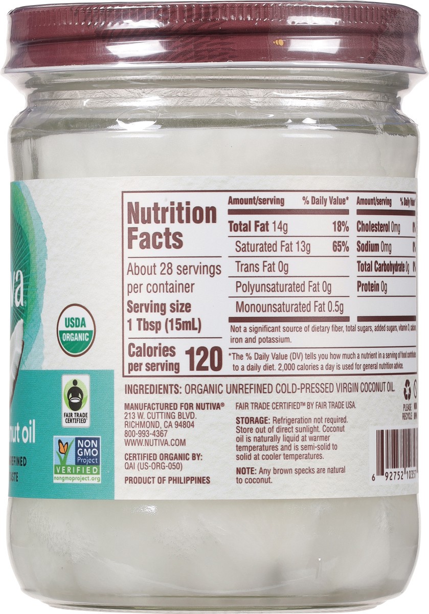 slide 4 of 9, Nutiva Organic Virgin Coconut Oil 14 fl oz, 14 fl oz