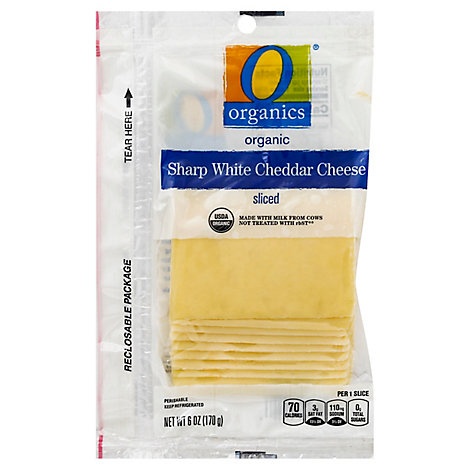 slide 1 of 1, O Organics Organic Cheese Cheddar Sharp Sliced, 6 oz