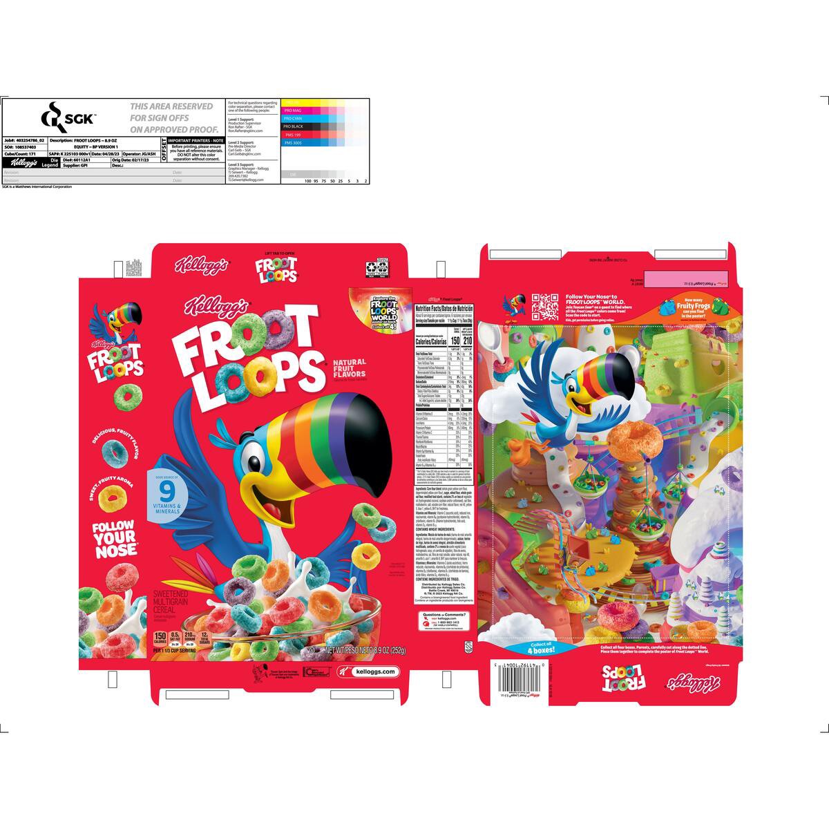 slide 3 of 13, Froot Loops Kellogg's Froot Loops Breakfast Cereal Original, 8.9 oz, 8.9 oz
