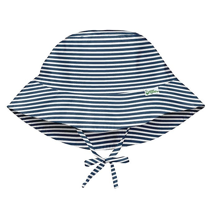 slide 1 of 2, i play. by Green Sprouts Bucket Sun Protection Hat - Navy Pinstripe 9-18M, 1 ct