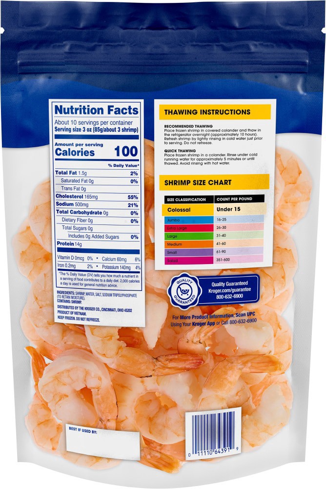slide 2 of 2, Kroger® Colossal Cooked Shrimp 13/15, 2 lb