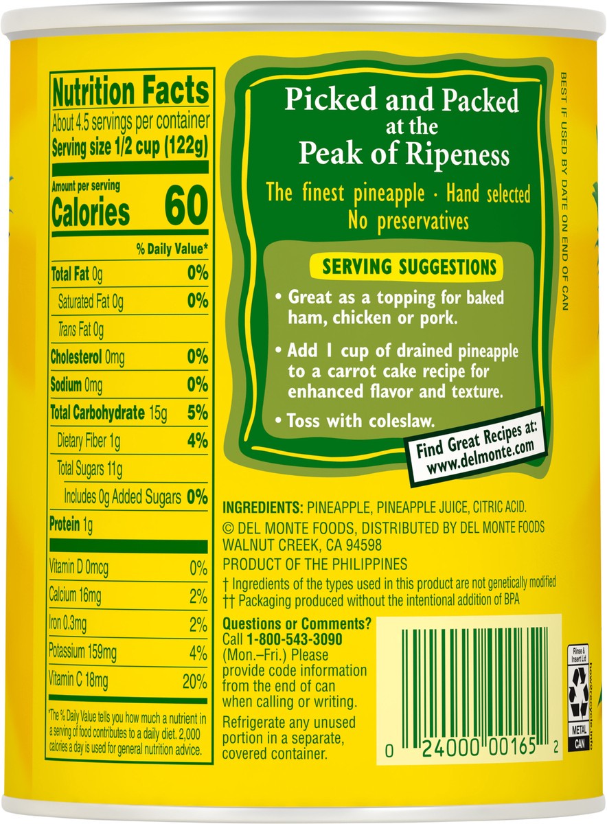 slide 3 of 5, Del Monte 100% Juice Crushed Pineapple 20 oz Can, 20 oz