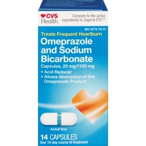 slide 1 of 1, CVS Health Omeprazole Sodium Bicarbonate Capsules, 14 ct