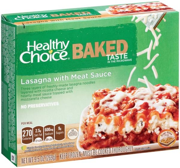 slide 1 of 1, Healthy Choice Baked Lasagna With Meat Sauce, 9.5 oz