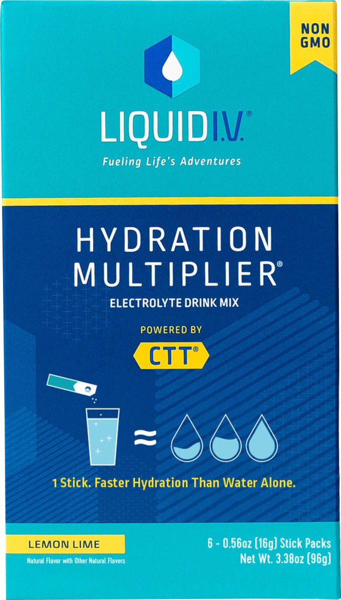 slide 3 of 10, Liquid I.V. Hydration Multiplier Electrolyte Powder Packet Drink Mix, Lemon Lime- 3.38 oz, 6 ct