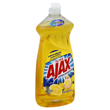 slide 1 of 1, Ajax Dish Liquid Super Degreaser Ultra Lemon Bottle, 28 oz