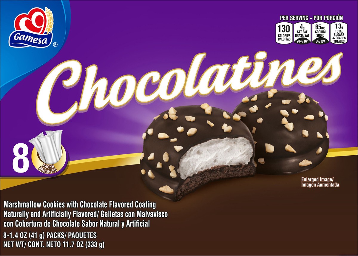 slide 3 of 6, Gamesa Chocolatines Marshmellow Cookies Chocolate Flavored 1.4 Oz 8 Count, 8 ct