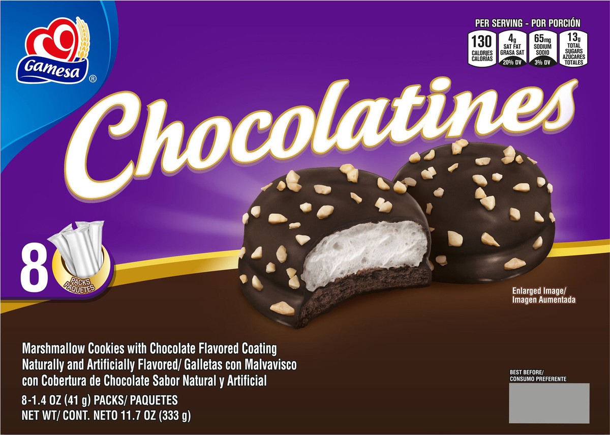 slide 1 of 6, Gamesa Chocolatines Marshmellow Cookies Chocolate Flavored 1.4 Oz 8 Count, 8 ct