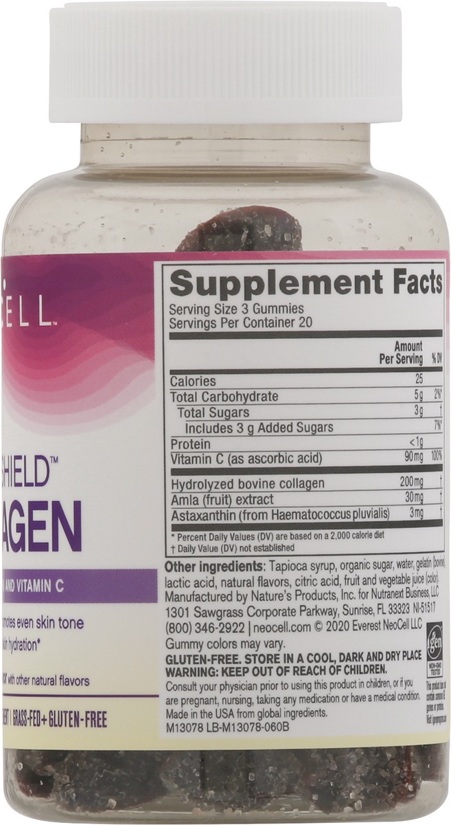 slide 4 of 9, NeoCell Beauty Shield Collagen Gummies with Astaxanthin and Vitamin C, Blackberry Lemon, Gummies, 60 Count, 1 Bottle, 60 ct