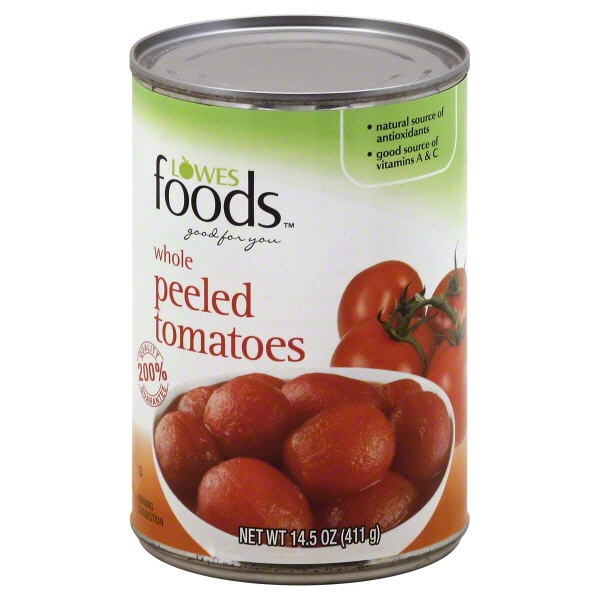 slide 1 of 1, Lowes Foods Tomatoes Whole Peeled, 14.5 oz