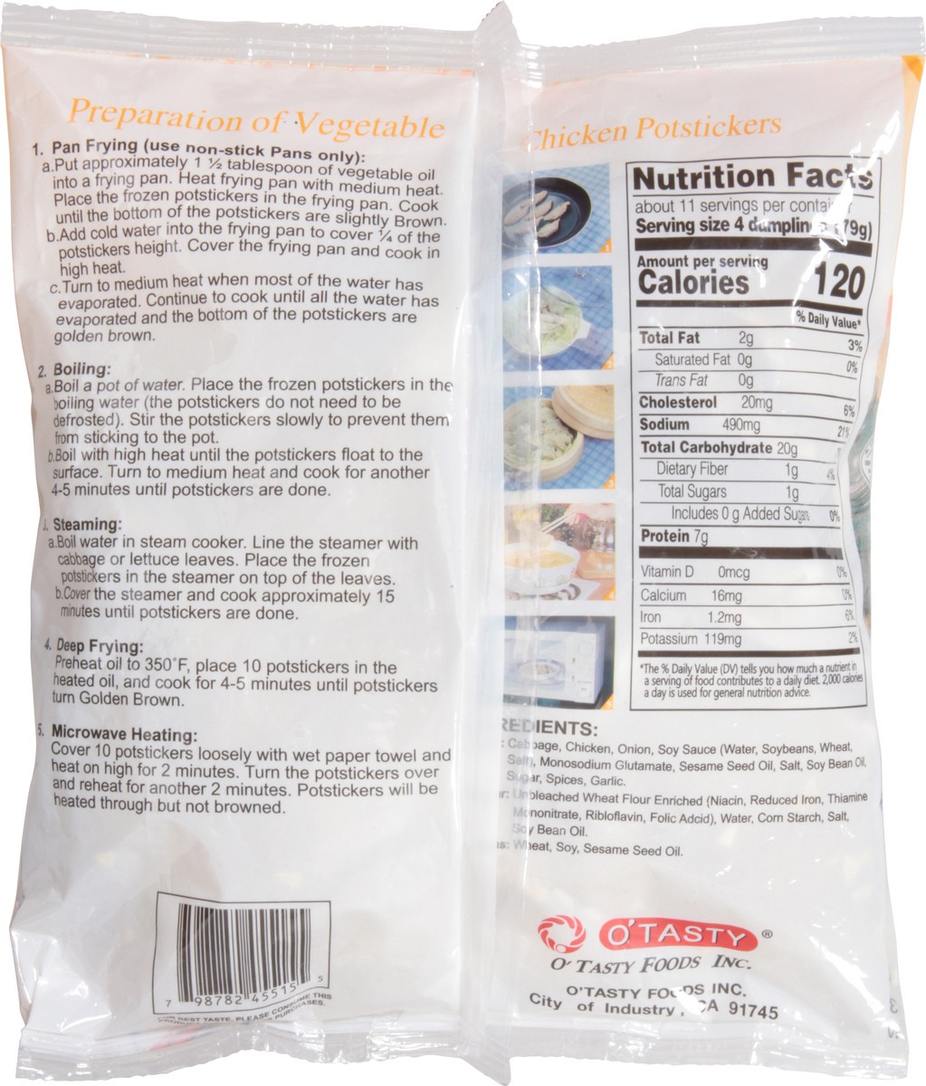 slide 4 of 9, O Tasty Precooked Vegetable & Chicken Potsticker 32 oz, 32 oz