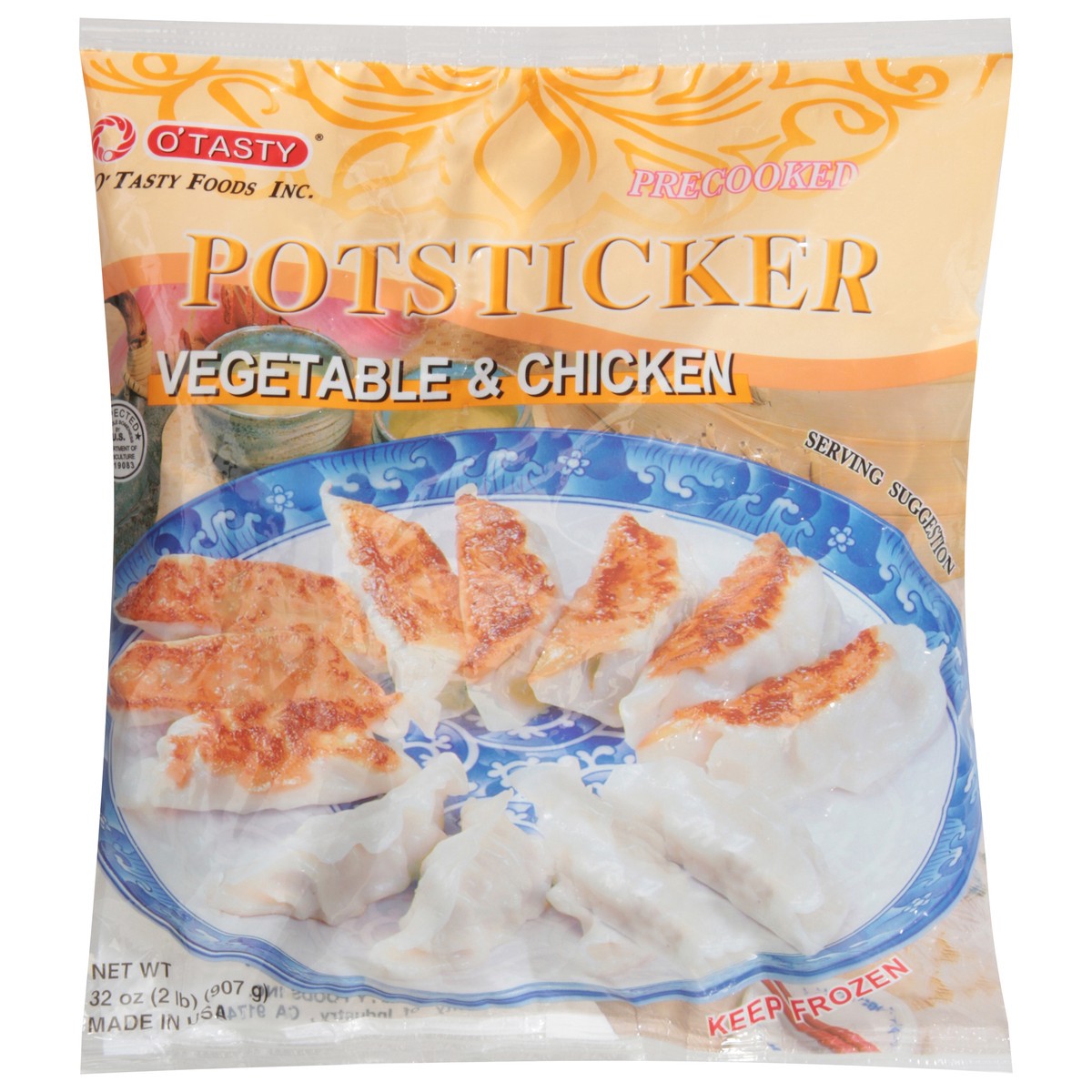 slide 1 of 9, O Tasty Precooked Vegetable & Chicken Potsticker 32 oz, 32 oz