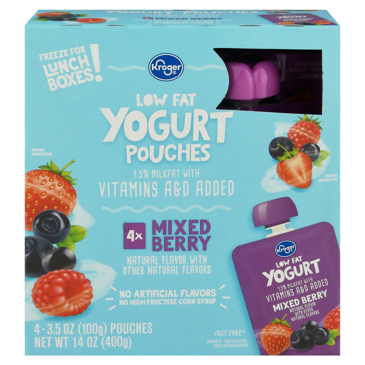 slide 1 of 1, Kroger Mixed Berry Lowfat Yogurts, 4 ct; 3.5 oz