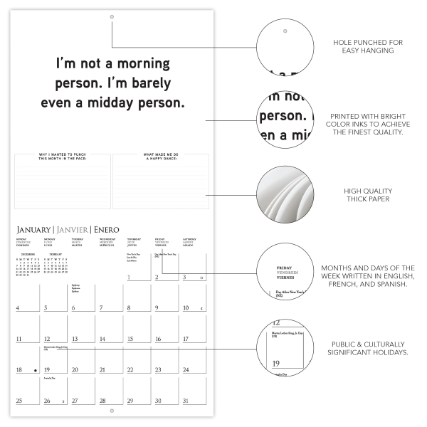 slide 3 of 5, 2026 Graphique Inspirational Monthly Wall Calendar, Punch Today, 12"" x 12"", January To December, CY23226, 1 ct