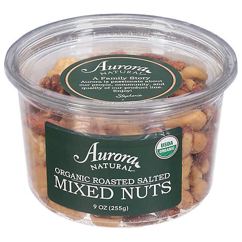 slide 1 of 1, Aurora Natural Organic Roasted Salted Mixed Nuts - 9 oz, 9 oz
