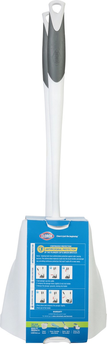 slide 5 of 9, Clorox Plunger & Toilet Brush With Carry Caddy, 1 ct