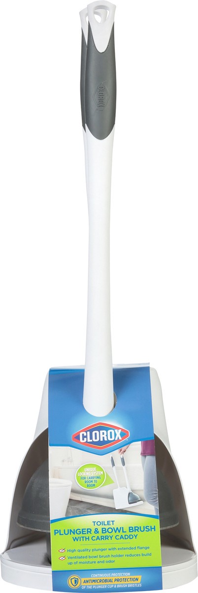 slide 6 of 9, Clorox Plunger & Toilet Brush With Carry Caddy, 1 ct